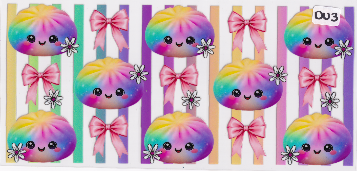 DU3 Fidget Squishy Glitter Dumplings Ribbons UVDTF Wrap
