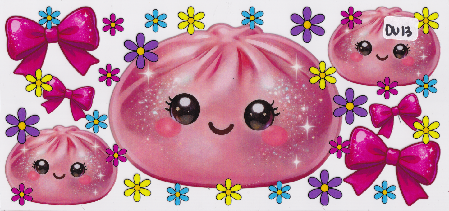 DU13 Fidget Squishy Glitter Dumplings Ribbons UVDTF Wrap