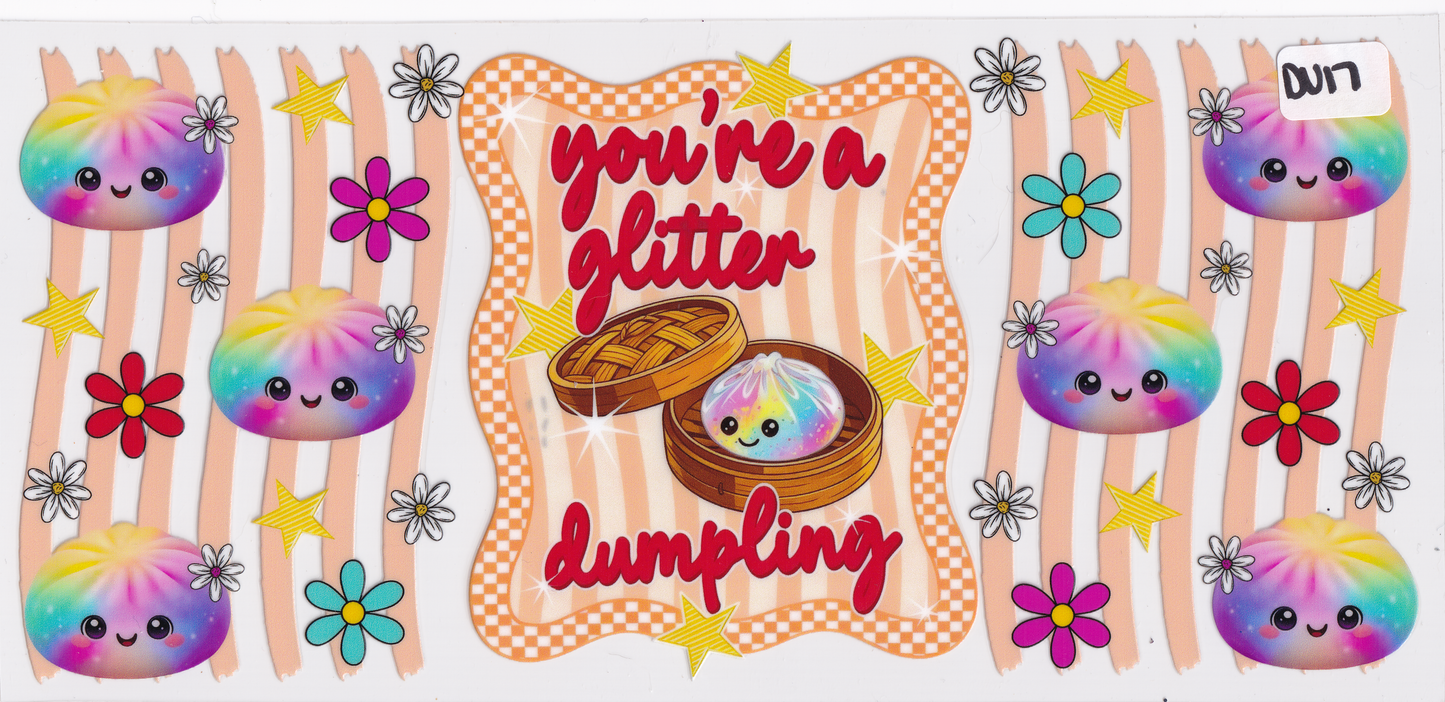 DU17 Fidget Squishy Glitter Dumplings Ribbons UVDTF Wrap