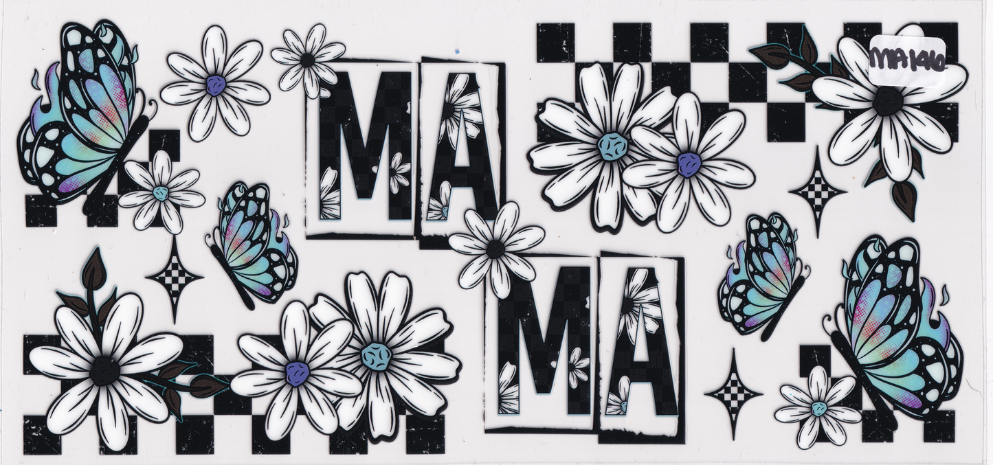 MA146 Mama Mom Flowers Butterflies UVDTF Wrap
