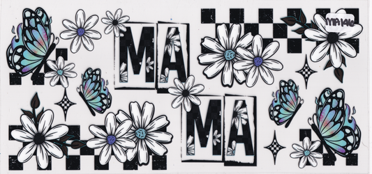 MA146 Mama Mom Flowers Butterflies UVDTF Wrap