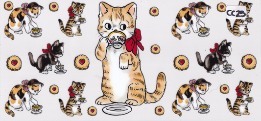 CC25 Cat Tea Cup UVDTF Wrap