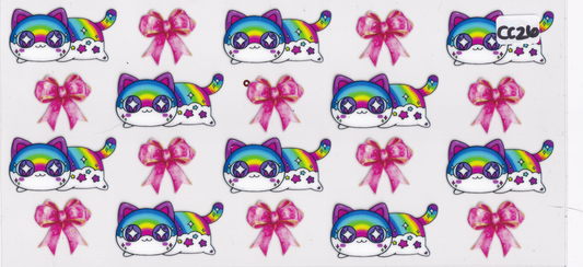 CC26 Rainbow Cat Ribbon UVDTF Wrap