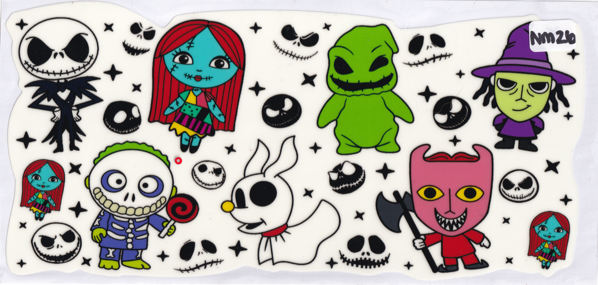 NM26 Glow in the Dark Nightmare Characters UVDTF Wrap
