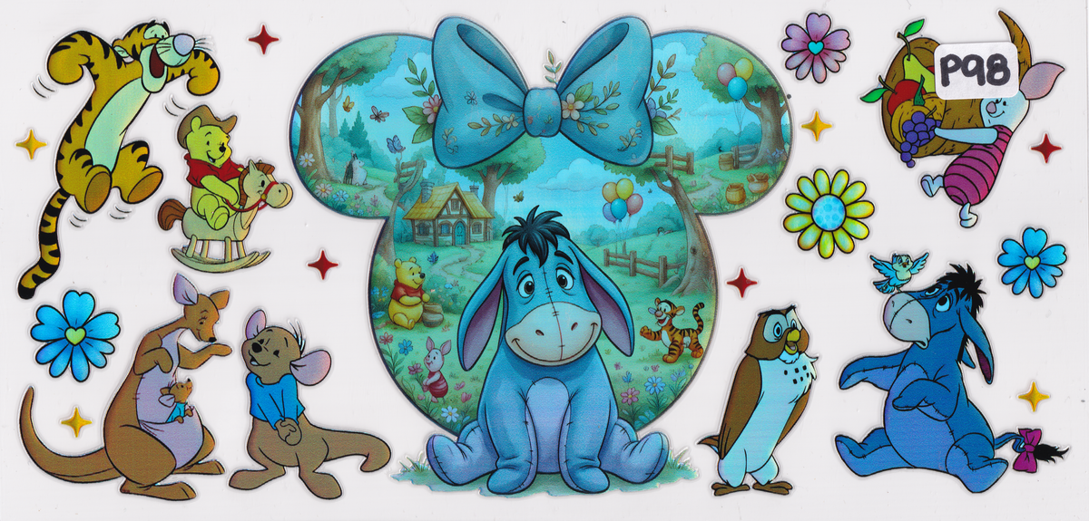 P98 Holographic Bear Friends Characters UVDTF Wrap