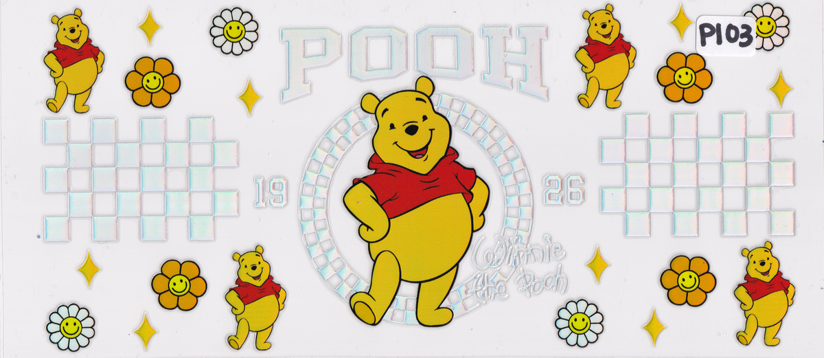 P103 Holographic Bear Character UVDTF Wrap