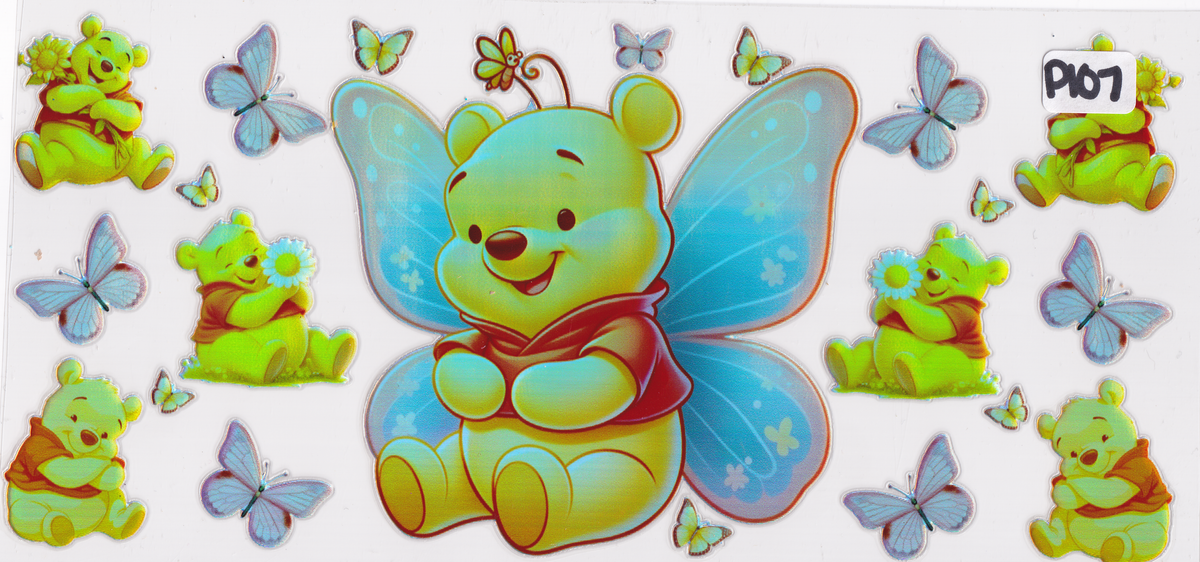 P107 Holographic Bear Character UVDTF Wrap