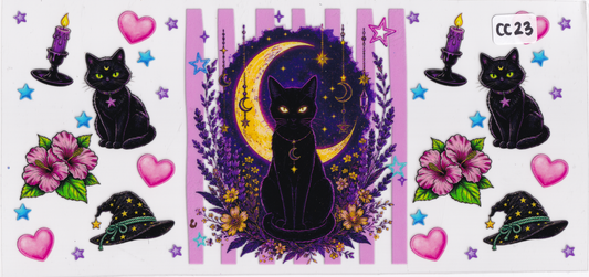 CC23 Cat Flowers Moon UVDTF Wrap