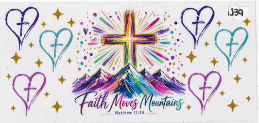 J39 Religion God Heart Mountains UVDTF Wrap