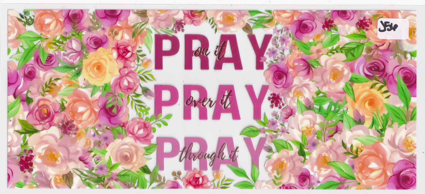 J56 Religion Pray Flowers Butterflies UVDTF Wrap