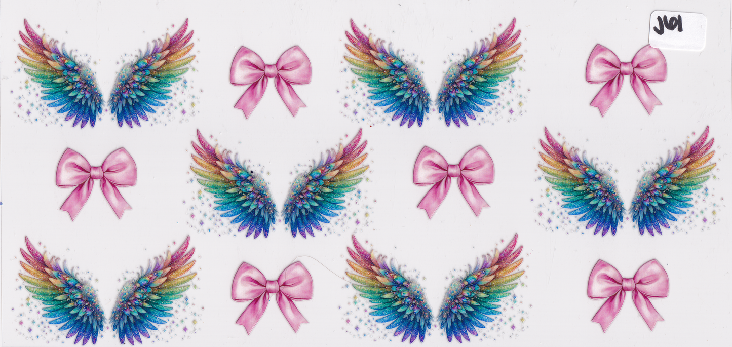 J61 Angel Wings Ribbons UVDTF Wrap