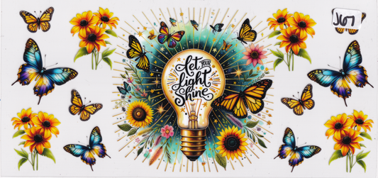 J67 Faith Quote Butterflies Flowers UVDTF Wrap