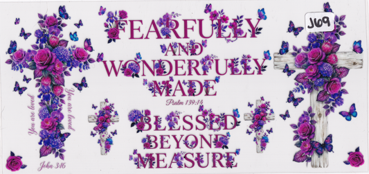 J69 Religion Faith Flowers UVDTF Wrap