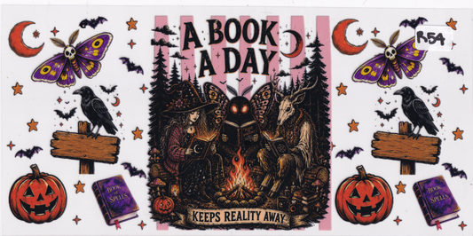 R54 Reading Book Halloween UVDTF Wrap