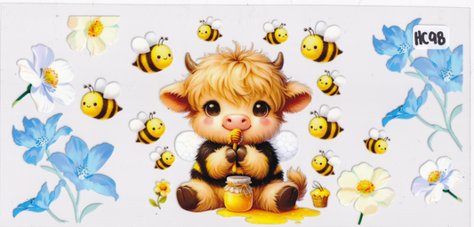 HC98 Highland Cow Bees UVDTF Wrap