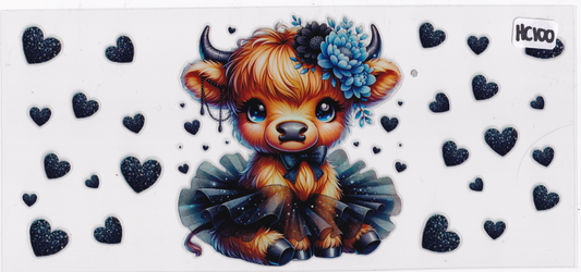 HC100 Holographic Highland Cow UVDTF Wrap