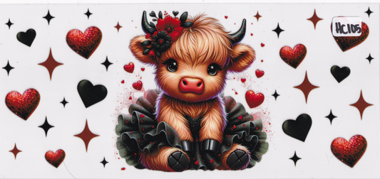 HC105 Highland Cow Hearts UVDTF Wrap