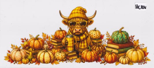HC106 Highland Cow Pumpkins UVDTF Wrap