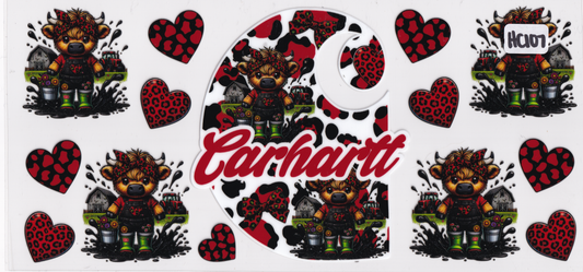 HC107 Highland Cow Clothing Hearts UVDTF Wrap
