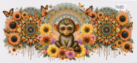 NA180 Flowers Monkeys UVDTF Wrap