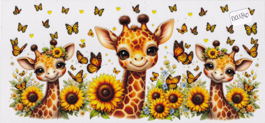 NA186 Giraffe Flowers UVDTF Wrap