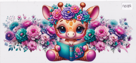 NA189 Giraffe Flowers Books UVDTF Wrap