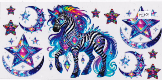NA191 Zebra Colorful Stars UVDTF Wrap