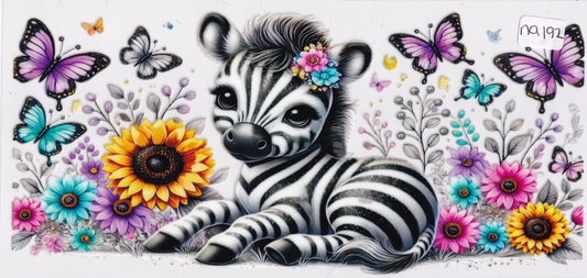 NA192 Zebra Flowers Butterflies UVDTF Wrap