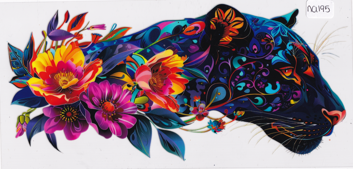 NA195 Panther Flowers UVDTF Wrap