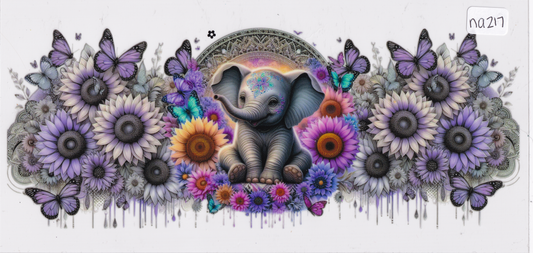 NA217 Elephant Flowers Butterflies UVDTF Wrap