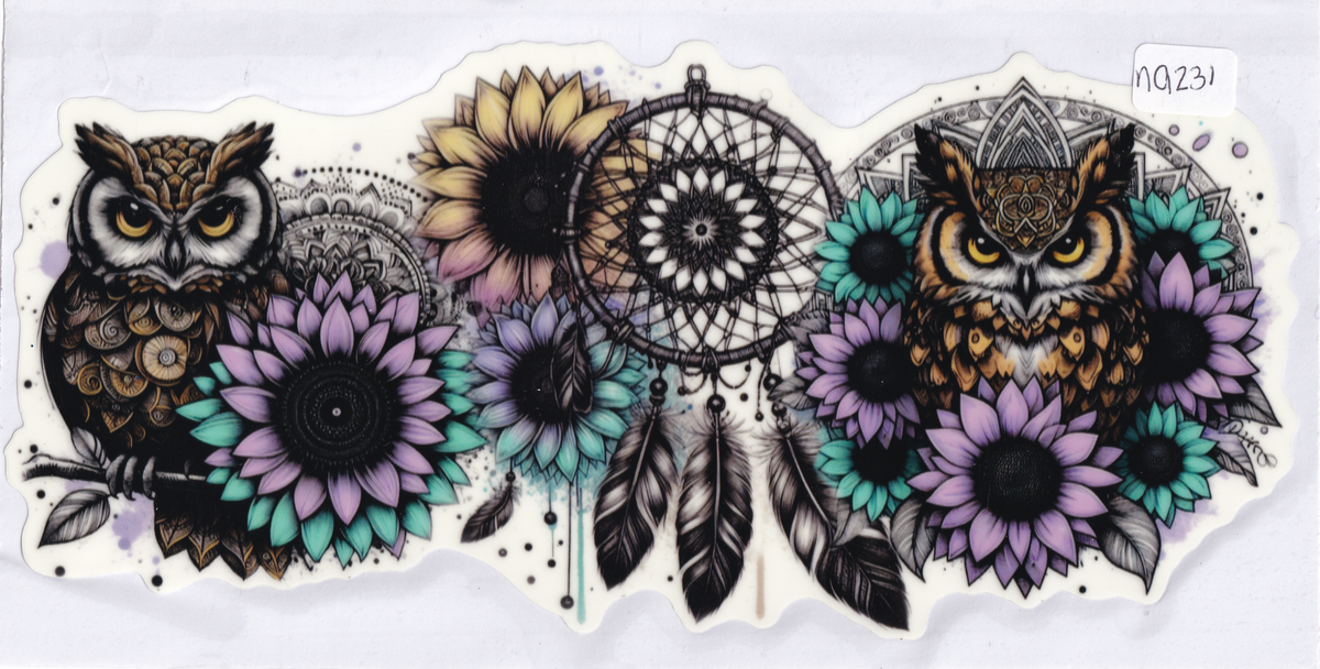NA231 Glow in the Dark Bird Flowers Dreamcatcher UVDTF Wrap