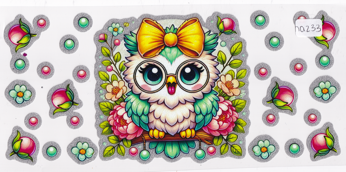 NA233 Shiny Colorful Owl UVDTF Wrap