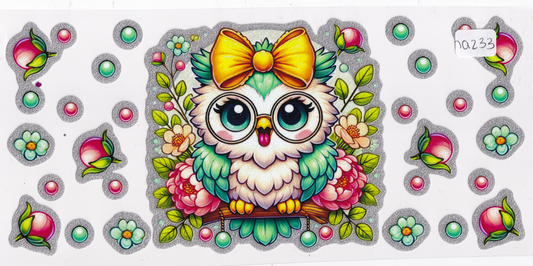 NA233 Shiny Colorful Owl UVDTF Wrap