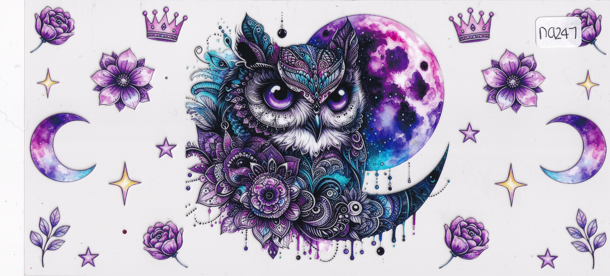 NA247 Owl Flowers Moon UVDTF Wrap
