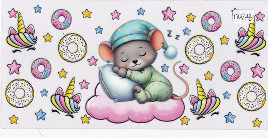 NA248 Sleeping Mouse Donuts Unicorn UVDTF Wrap