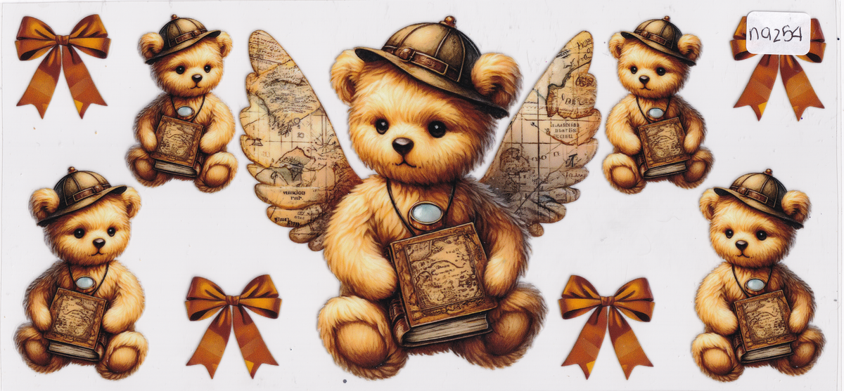 NA254 Teddy Bear Wings Hearts UVDTF Wrap