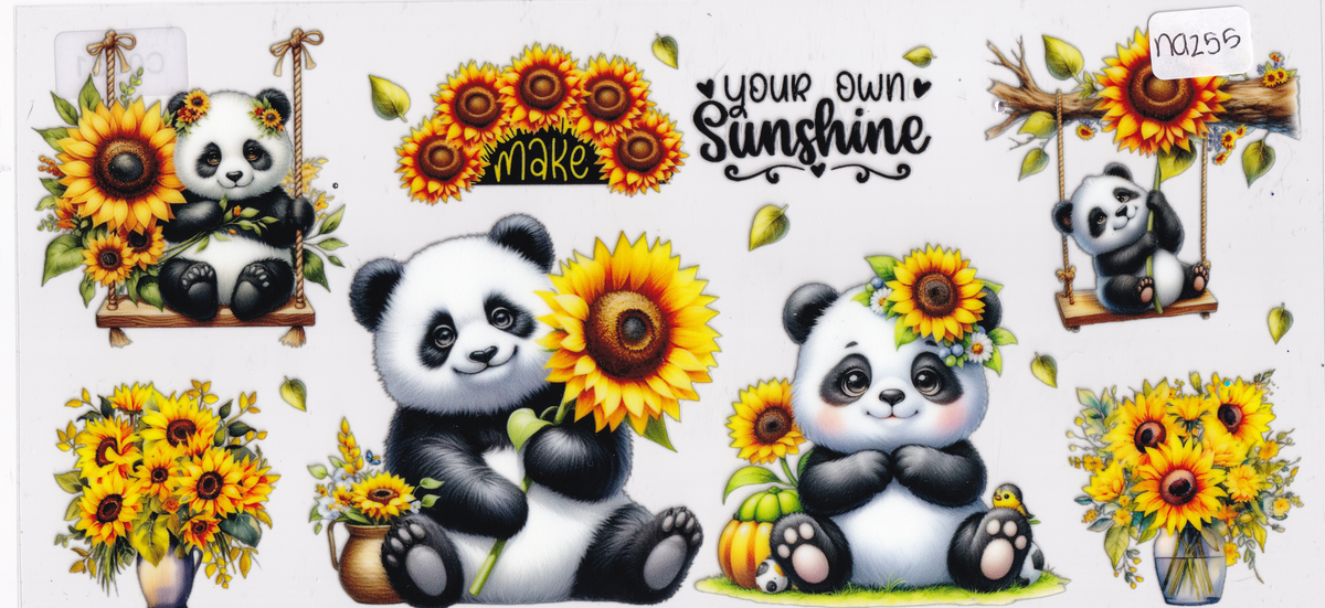 NA255 Panda Flowers Sunshine UVDTF Wrap