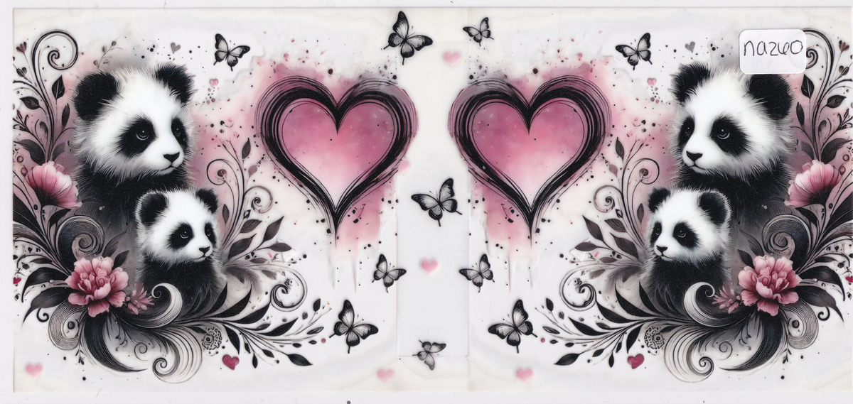 NA260 Panda Hearts Butterfly UVDTF Wrap