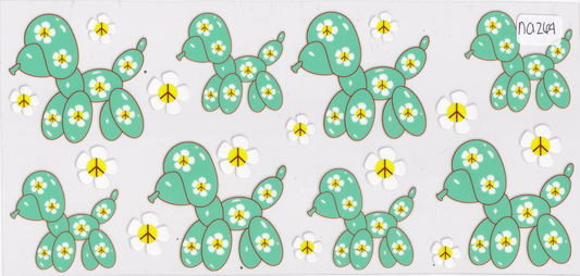 NA264 Balloon Animal Dog Flowers UVDTF Wrap
