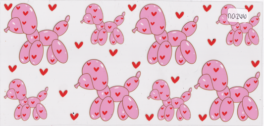 NA266 Balloon Animal Dog Hearts UVDTF Wrap