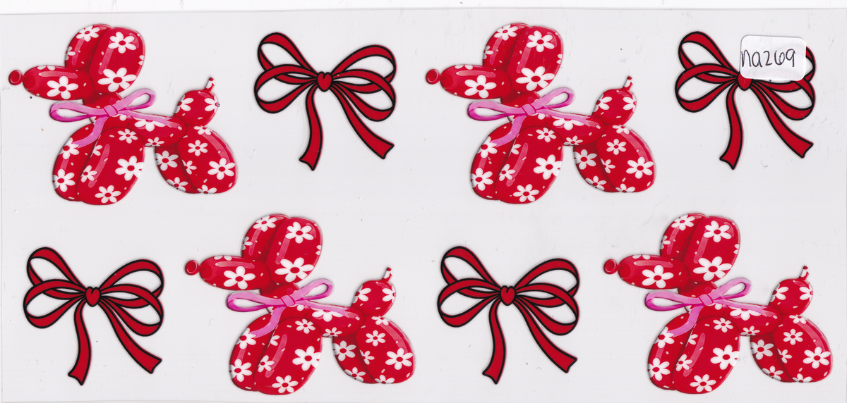 NA269 Balloon Animal Dog Ribbons UVDTF Wrap