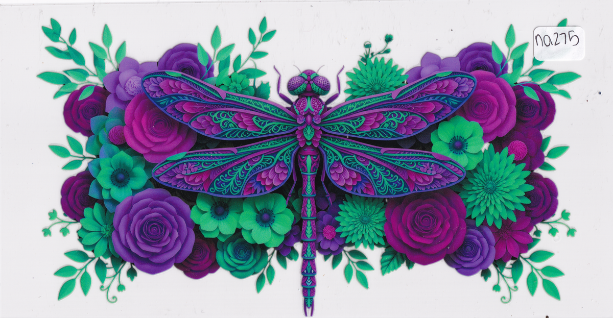 NA275 Dragonfly Flowers UVDTF Wrap