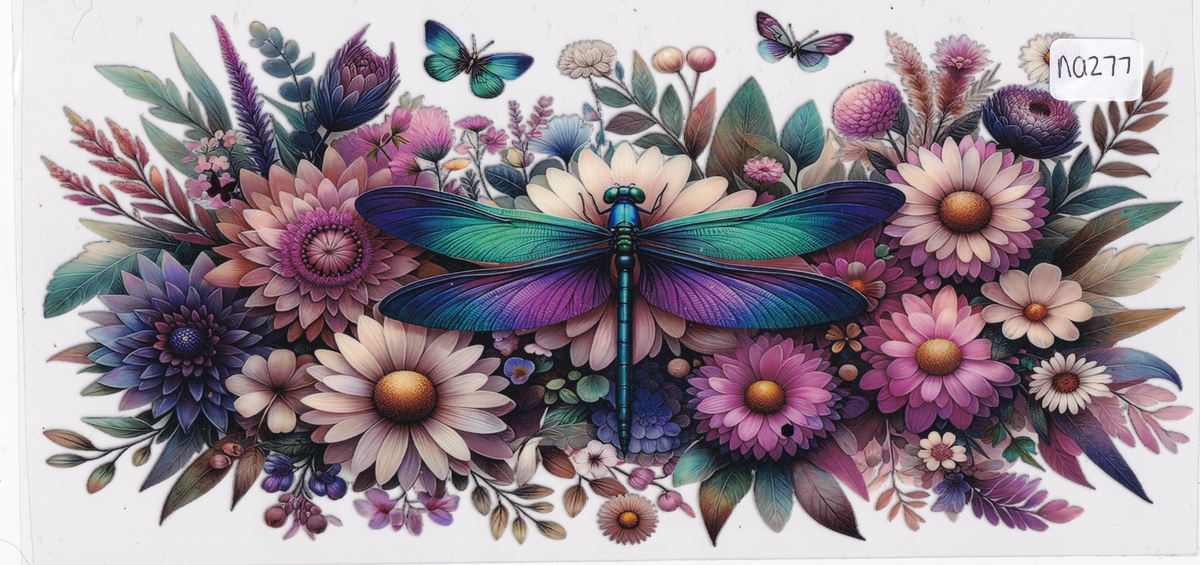 NA277 Dragonfly Flowers Butterfly UVDTF Wrap