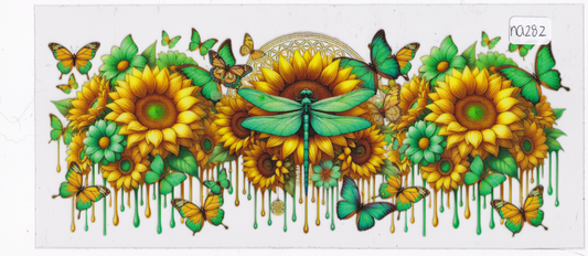 NA282 Dragonfly Butterfly Flowers UVDTF Wrap