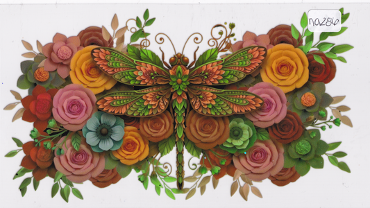 NA286 Dragonfly Flowers UVDTF Wrap