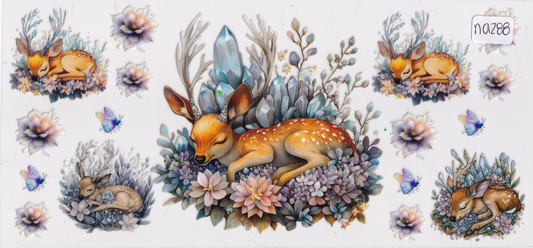 NA288 Deer Flowers Gems UVDTF Wrap
