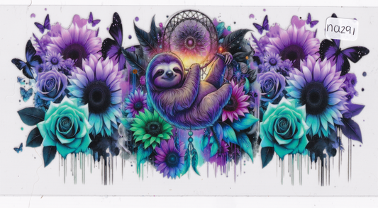 NA291 Sloth Flowers UVDTF Wrap