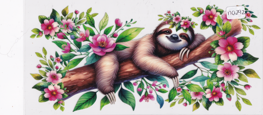NA292 Sloth Flowers UVDTF Wrap