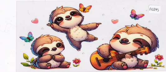 NA295 Sloth Guitar Butterflies UVDTF Wrap