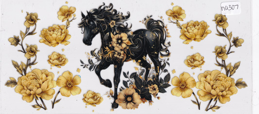 NA307 Horse Flowers UVDTF Wrap